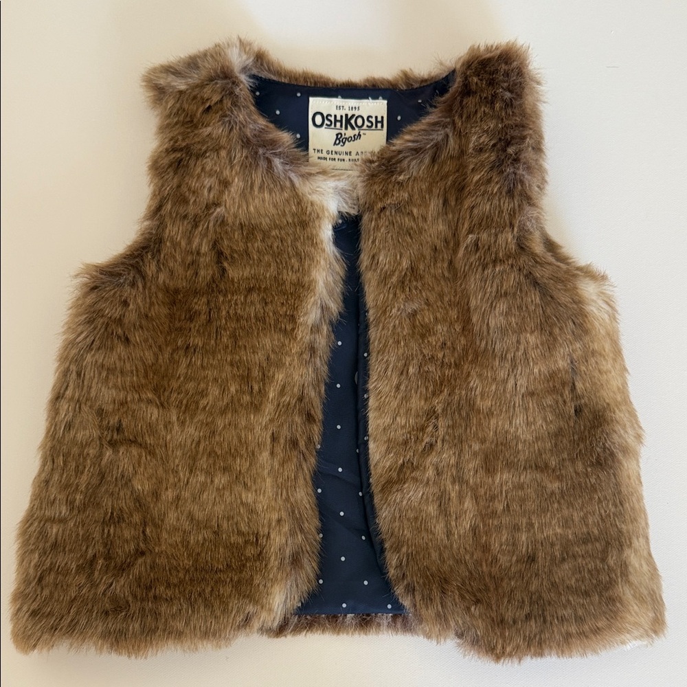 OshKosh B'gosh Brown Faux Fur Vest - Picture 7 of 7